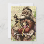 Merry Santa Claus Tree Classic Illustration Einladung (Vorderseite)