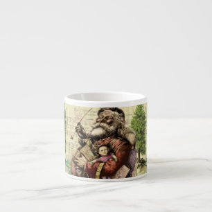 Merry Santa Claus Tree Classic Illustration Espressotasse