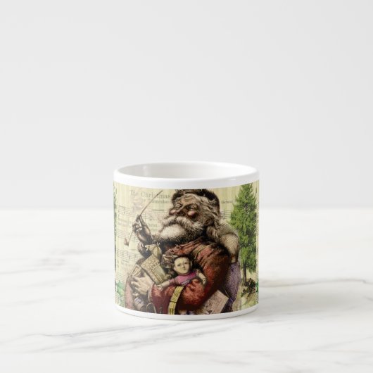 Merry Santa Claus Tree Classic Illustration Espressotasse (Vorderseite)
