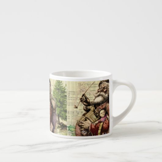 Merry Santa Claus Tree Classic Illustration Espressotasse (Rechts)