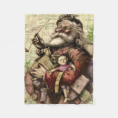 Merry Santa Claus Tree Classic Illustration Fleecedecke (Vorderseite)