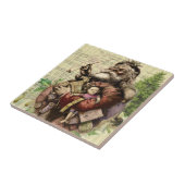 Merry Santa Claus Tree Classic Illustration Fliese (Seite)