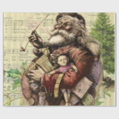 Merry Santa Claus Tree Classic Illustration Geschenkpapier (Flach)