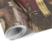 Merry Santa Claus Tree Classic Illustration Geschenkpapier (Rolleneckpunkt)