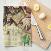 Merry Santa Claus Tree Classic Illustration Geschirrtuch (Viertel Falte)