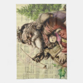 Merry Santa Claus Tree Classic Illustration Geschirrtuch (Vertikal)