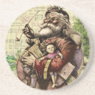 Merry Santa Claus Tree Classic Illustration Getränkeuntersetzer