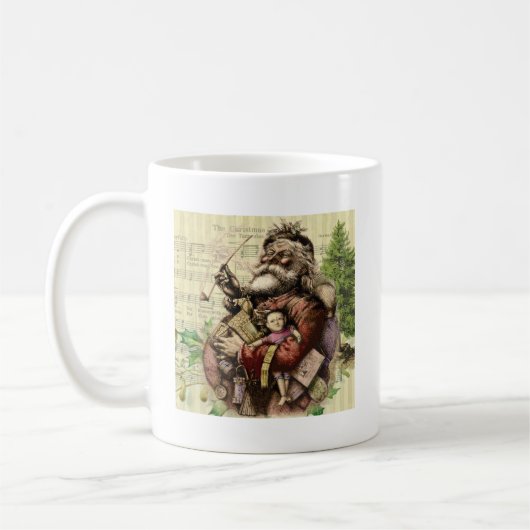 Merry Santa Claus Tree Classic Illustration Kaffeetasse (Links)