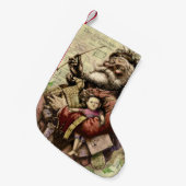 Merry Santa Claus Tree Classic Illustration Kleiner Weihnachtsstrumpf (Vorderansicht (hängend))