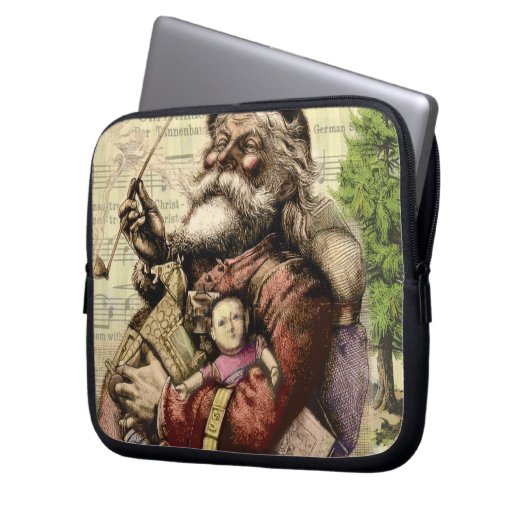 Merry Santa Claus Tree Classic Illustration Laptopschutzhülle (Vorderseite Links)