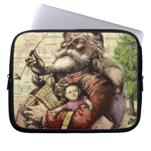 Merry Santa Claus Tree Classic Illustration Laptopschutzhülle (Vorderseite)
