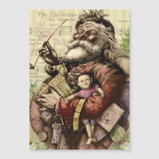 Merry Santa Claus Tree Classic Illustration Magnetkarte (Vorderseite)