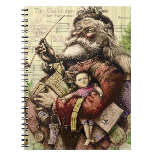 Merry Santa Claus Tree Classic Illustration Notizblock (Vorderseite)