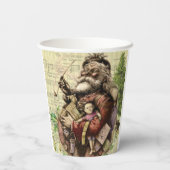 Merry Santa Claus Tree Classic Illustration Pappbecher (Rückseite)