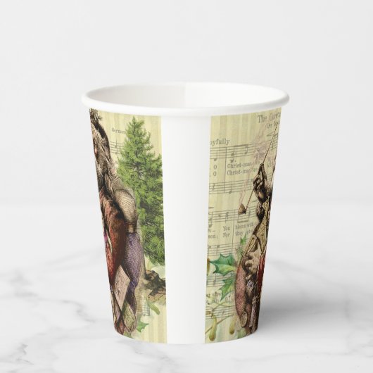 Merry Santa Claus Tree Classic Illustration Pappbecher (Links)