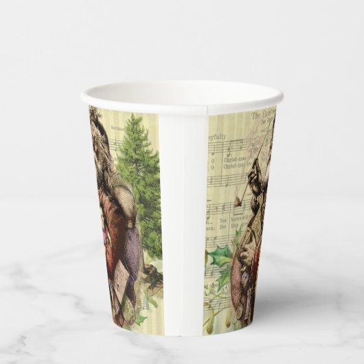 Merry Santa Claus Tree Classic Illustration Pappbecher (Rechts)