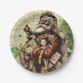 Merry Santa Claus Tree Classic Illustration Pappteller (Vorderseite)