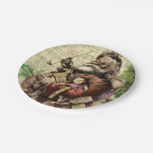 Merry Santa Claus Tree Classic Illustration Pappteller (Schrägansicht)