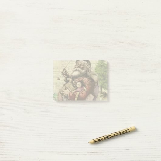 Merry Santa Claus Tree Classic Illustration Post-it Klebezettel (Auf Schreibtisch)