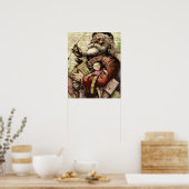 Merry Santa Claus Tree Classic Illustration Poster (Küche)