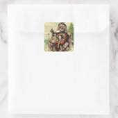 Merry Santa Claus Tree Classic Illustration Quadratischer Aufkleber (Tasche)
