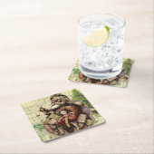 Merry Santa Claus Tree Classic Illustration Rechteckiger Pappuntersetzer (Vor Ort)