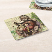 Merry Santa Claus Tree Classic Illustration Rechteckiger Pappuntersetzer (angewinkelt)