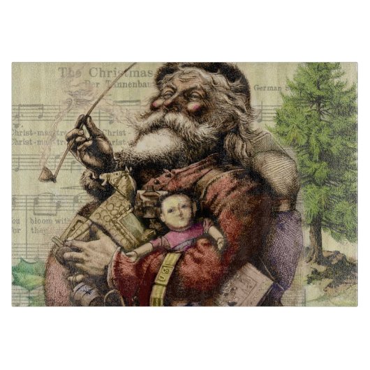 Merry Santa Claus Tree Classic Illustration Schneidebrett (Vorderseite)