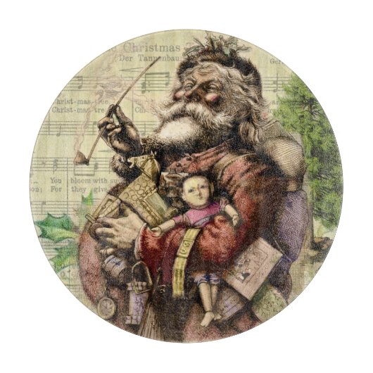 Merry Santa Claus Tree Classic Illustration Schneidebrett (Vorderseite)