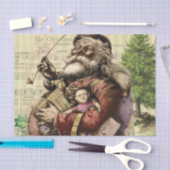 Merry Santa Claus Tree Classic Illustration Seidenpapier (Handwerk)
