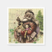 Merry Santa Claus Tree Classic Illustration Serviette (Vorderseite)