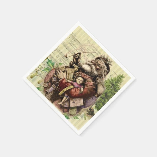 Merry Santa Claus Tree Classic Illustration Serviette (Ecke)