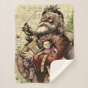 Merry Santa Claus Tree Classic Illustration Sherpadecke