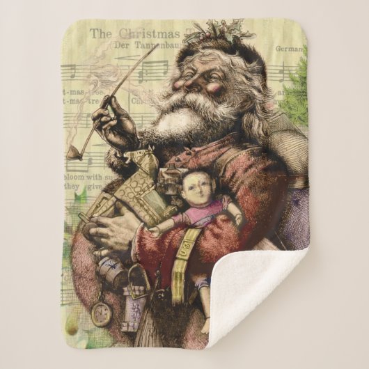 Merry Santa Claus Tree Classic Illustration Sherpadecke (Vorderseite)