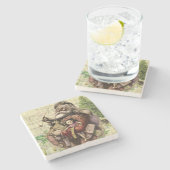 Merry Santa Claus Tree Classic Illustration Steinuntersetzer (Seitenansicht)