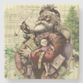 Merry Santa Claus Tree Classic Illustration Steinuntersetzer (Vorderseite)