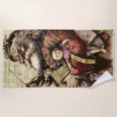 Merry Santa Claus Tree Classic Illustration Strandtuch (Vorderseite)
