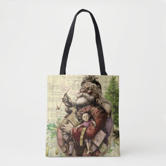 Merry Santa Claus Tree Classic Illustration Tasche (Vorderseite)