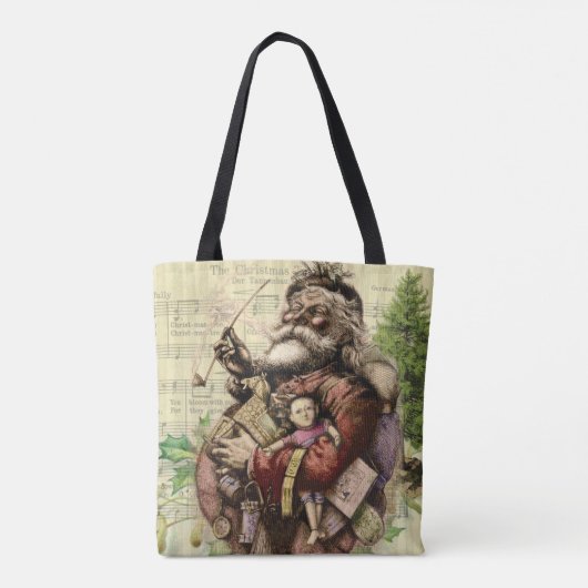 Merry Santa Claus Tree Classic Illustration Tasche (Rückseite)