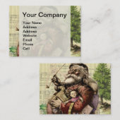 Merry Santa Claus Tree Classic Illustration Visitenkarte (Vorne/Hinten)