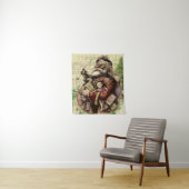 Merry Santa Claus Tree Classic Illustration Wandteppich (Beispiel)