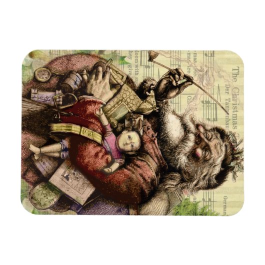 Merry Santa Claus und der Weihnachtsbaum Magnet (Horizontal)