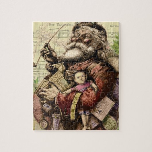 Merry Santa Claus und der Weihnachtsbaum Puzzle (Vertikal)