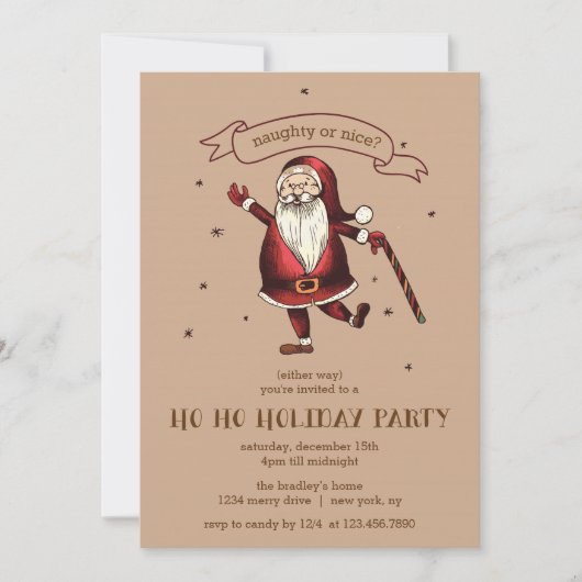 Merry Santa HO HO Feiertag Einladung (Vorderseite)