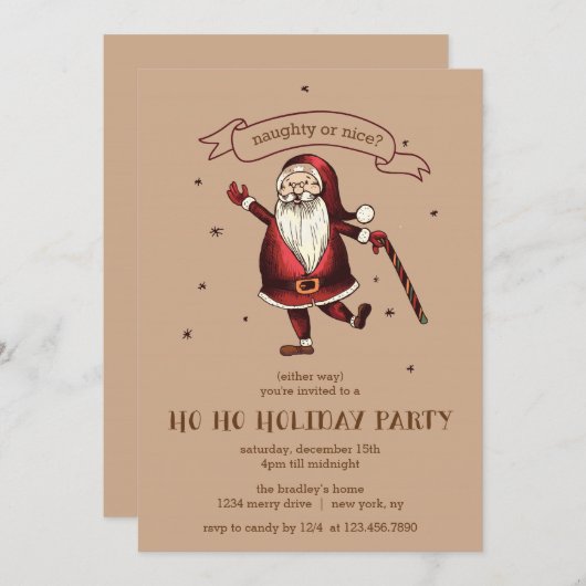 Merry Santa HO HO Feiertag Einladung (Vorne/Hinten)