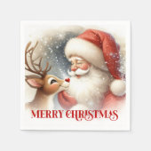 Merry Santa Rudolph Christmas Dinner Napkins Serviette (Vorderseite)
