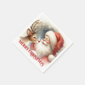 Merry Santa Rudolph Christmas Dinner Napkins Serviette (Ecke)