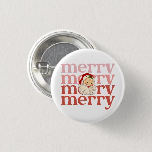 Merry Santa Weihnachten Button (Vorne & Hinten)