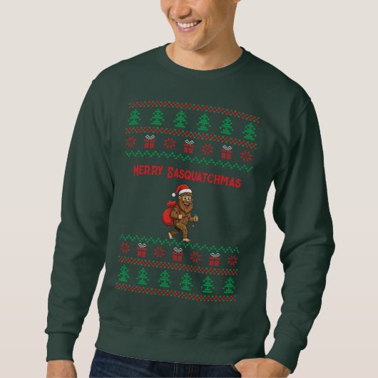 Merry Sasquatchmas Ugly Christmas Pattern Sweatshirt (Vorderseite)