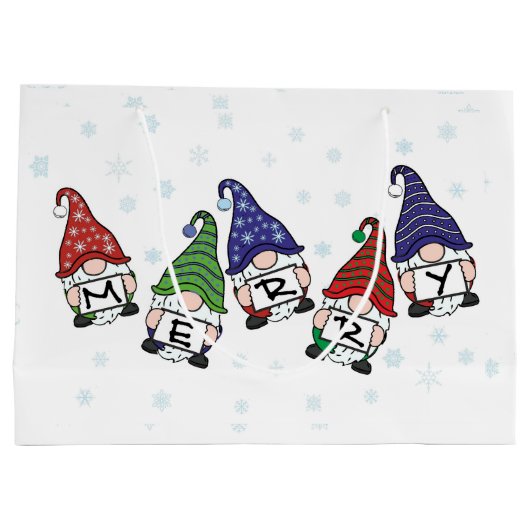 Merry Scattered Gnomes Große Geschenktüte (Rückseite)